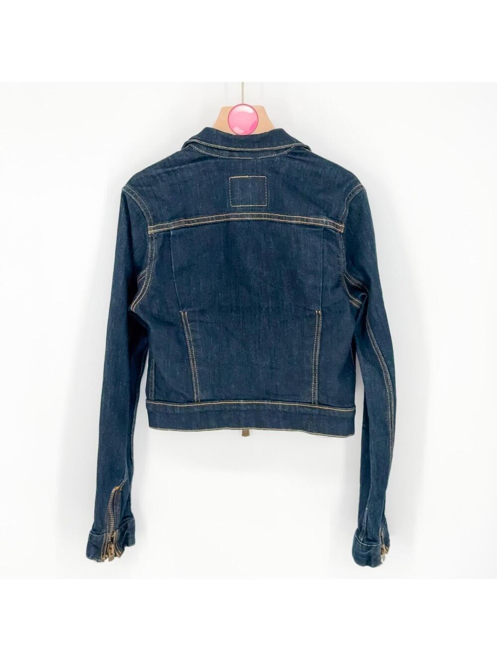 Vintage 90's LEVI'S Blue Denim Full Zip Cropped Jean Jacket Women's Medium Jr - Picture 2 of 7